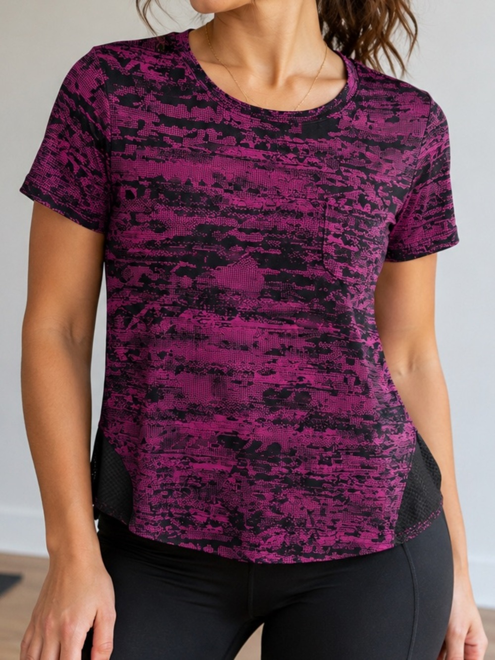 Active Zone Essentials Purple & Black Athletic Mesh Back Tee Size X (XL)